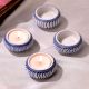 Blue and White Modern Tea Light Holder in Set of 4